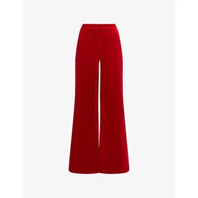 Me And Em And Em Womens Scarlet Red Velvet Man Wide-leg Stretch-cotton Trousers In Multi