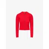 Me And Em And Em Womens True Scarlet Red Waisted Regular-fit Cashmere Cardigan In Multi
