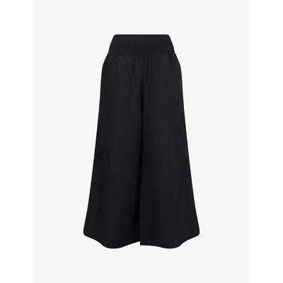 Me And Em And Em Womens Wide-leg Shirred-waist Linen-blend Culottes Black