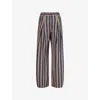 Me And Em Womens  Wide-leg Striped Woven Trousers In Neutral/navy