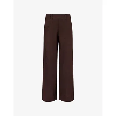 Me And Em And Em Womens Cocoa Brown Wide-leg Crease-less Linen Trousers