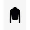 Me And Em And Em Womens Black Wrap-front Cut-out Velvet-texture Top In Black