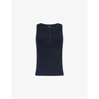Me And Em Womens Navy Ultimate Sleeveless Stretch-cotton Top