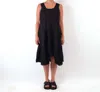 Me & Gee Tank Dress With Rib Knit Sides In Black In Black