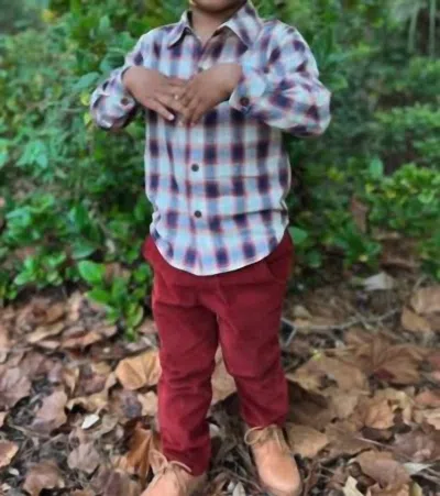 Me & Henry Kids' Atwood Plaid Woven Shirt In Navy, Red, Cream Plaid In Multi