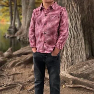 Me & Henry Kids' Atwood Woven Shirt In Red White Gingham