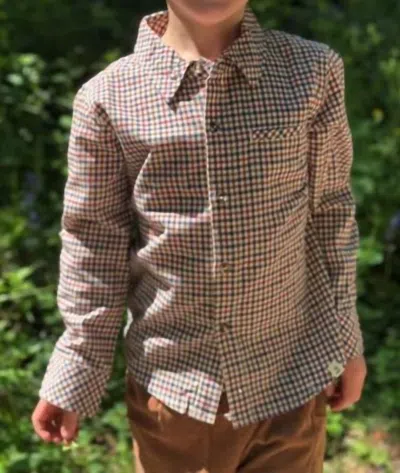 Me & Henry Kids' Atwood Woven Shirt In Wine Blue Brown Plaid