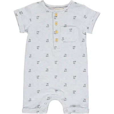 Me & Henry Kids' Baby Boys Martingale Henley Romper In Heathered Grey In Gray