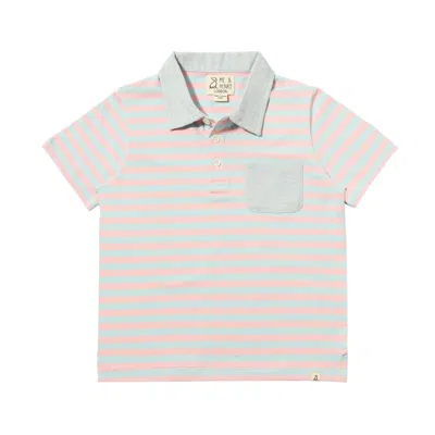 Me & Henry Kids' Boy's Anchor Polo In Pink Sky In Blue
