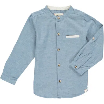 Me & Henry Kids' Boy's Atoka Round Collar Woven Long Sleeve Shirt In Chambray Blue