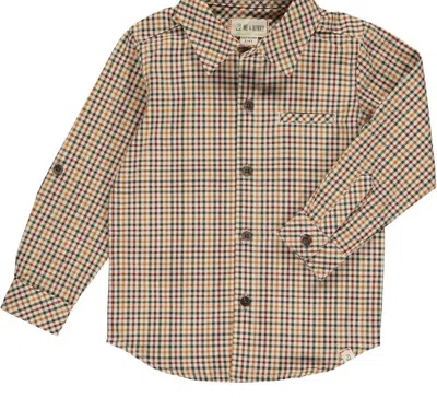 Me & Henry Kids' Boy's Atwood Long Sleeve Shirt In Navy/gold Plaid In Multi