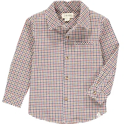 Me & Henry Kids' Boy's Atwood Long Sleeve Woven Collared Shirt In Brown & Beige Plaid