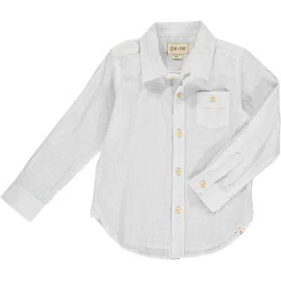 Me & Henry Kids' Boy's Atwood Long Sleeve Woven Collared Shirt In White