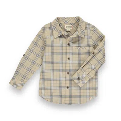 Me & Henry Kids' Boy's Atwood Long Sleeve Woven Shirt In Beige Plaid In Multi