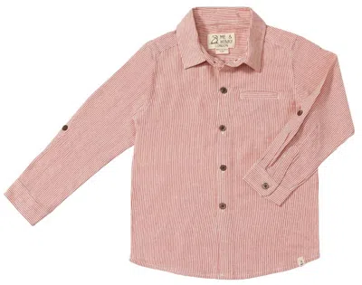 Me & Henry Kids' Boy's Atwood Long Sleeve Woven Shirt In Red Mini Stripe In Multi