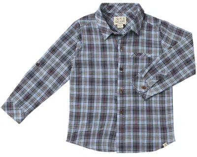 Me & Henry Kids' Boy's Atwood Woven Long Sleeve Woven Shirt In Navy Sky Multi