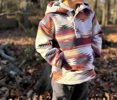 Me & Henry Kids' Boy's Aztec Hooded Jacket In Burgundy Aztec In Multi
