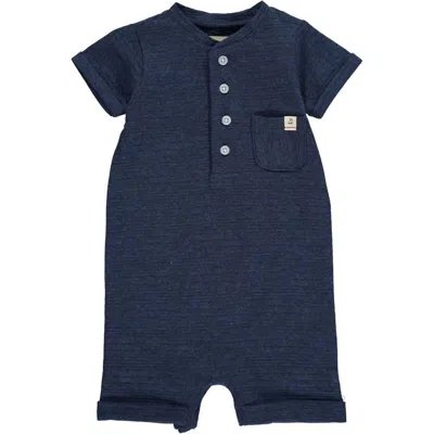 Me & Henry Kids' Boy's Camborne Henley Romper In Navy In Blue
