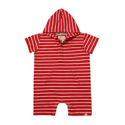 Me & Henry Kids' Boy's Charlie Hooded Romper In Red