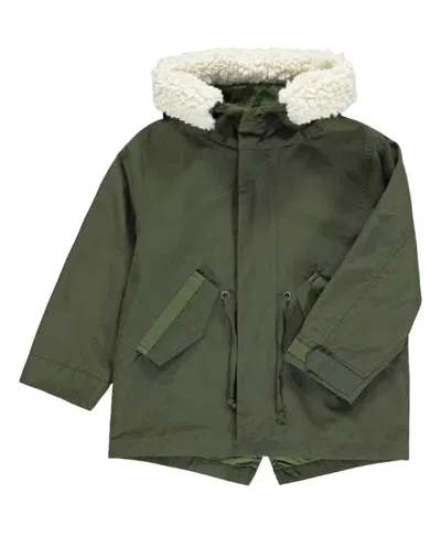 Me & Henry Kids' Boy's Corby Parka Jacket In Khaki Green In Multi