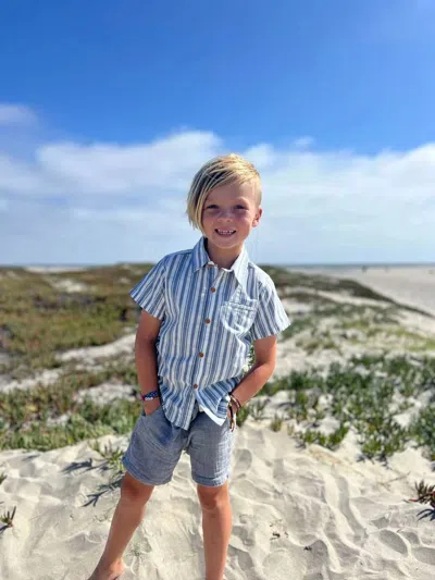 Me & Henry Kids' Boy's Crew Drawstring Shorts In Grey