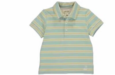 Me & Henry Kids' Boy's Flagstaff Polo In Sage, Leaf & White Stripe In Green