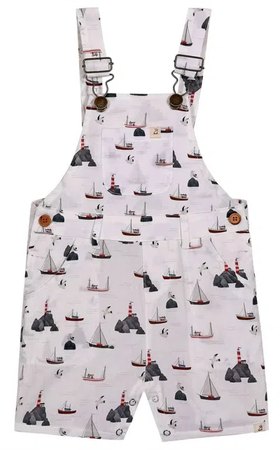 Me & Henry Kids' Boy's Galleon Woven Overalls In Coastal In Blue