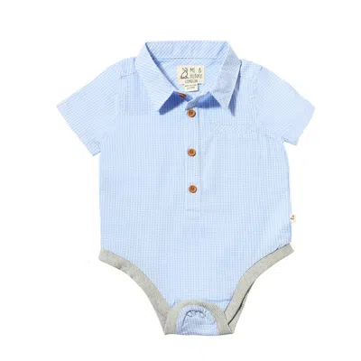 Me & Henry Kids' Boy's Helford Micro Plaid Onesie In Blue/white In Multi
