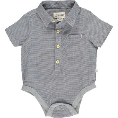 Me & Henry Kids' Boy's Helford Woven Onesie In Charcoal Microcheck In Multi