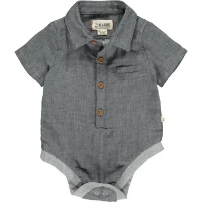 Me & Henry Kids' Boy's Helford Woven Onesie In Grey Gauze In Gray