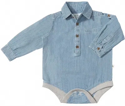 Me & Henry Kids' Boy's Jasper Woven Onesie In Blue