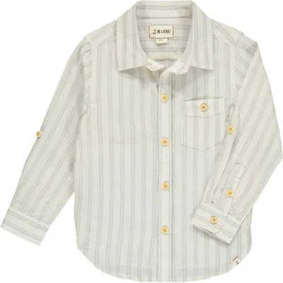 Me & Henry Kids' Boy's Merchant Button Down Shirt In Grey Stripe In Green