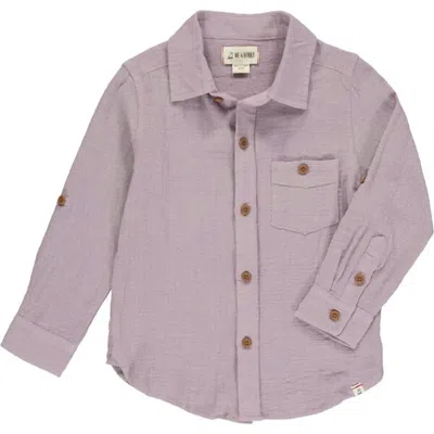 Me & Henry Kids' Boy's Merchant Cotton Long Sleeve Shirt In Lilac In Pink