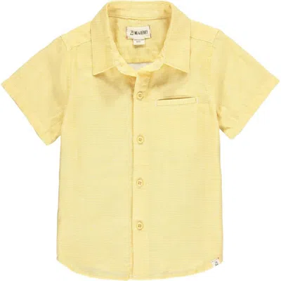 Me & Henry Kids' Boy's Newport Button Down Shirt In Gold Microcheck In Yellow