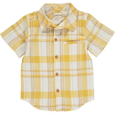 Me & Henry Kids' Boy's Newport Plaid Woven Shirt In Gold In Multi