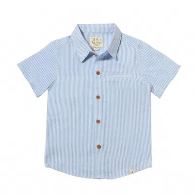 Me & Henry Kids' Boy's Newport Woven Shirt In Blue Seersucker
