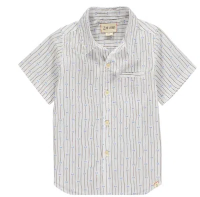 Me & Henry Kids' Boy's Pier Bow Tie Print Short Sleeve Shirt In Cream In White