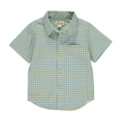 Me & Henry Kids' Boy's Plaid Short Sleeve Shirt In Pier Lemon & Blue In Multi