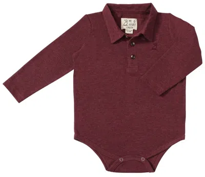 Me & Henry Kids' Boy's Seymour Polo Onesie In Burgundy In Red