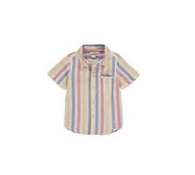 Me & Henry Kids' Boy's Stripe Short Sleeve Shirt In Pier Multi