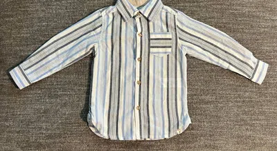 Me & Henry Kids' Boy's Striped Long Sleeve Shirt In Navy White In Blue