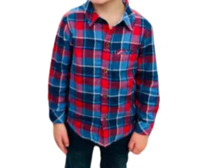 Me & Henry Kids' Atwood China Woven Shirt In Blue Red Plaid