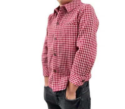 Me & Henry Kids' Boys Atwood Woven Plaid Shirt In Red Mirco