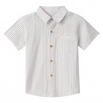 Me & Henry Kids' Boys Button Newport Woven Shirt In Cream/white Stripe In Multi