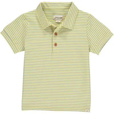 Me & Henry Kids' Boys Flagstaff Polo Shirt In Yellow With Blue Stripe In Green