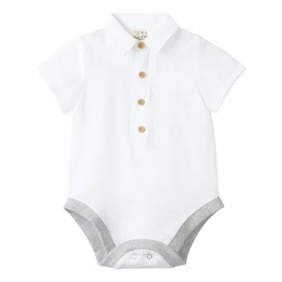 Me & Henry Kids' Boys Helford Woven Onesie In White