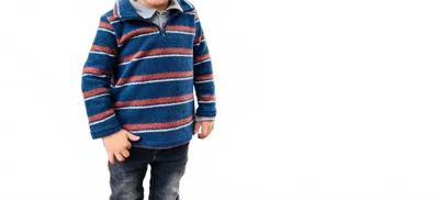 Me & Henry Kids' Boys' Macchu Sherpa Zip Up Top In Navy Rust And Cream Stripe In Multi