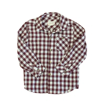 Me & Henry Kids'  Boys Maroon White Button Down Long Sleeve In Pink