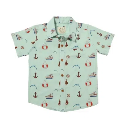 Me & Henry Kids' Boys' Maui Button Down Shirt In Blue Nautical In Multi