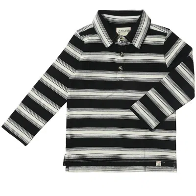 Me & Henry Kids' Boys Midway Stripe Polo In Black/white In Multi